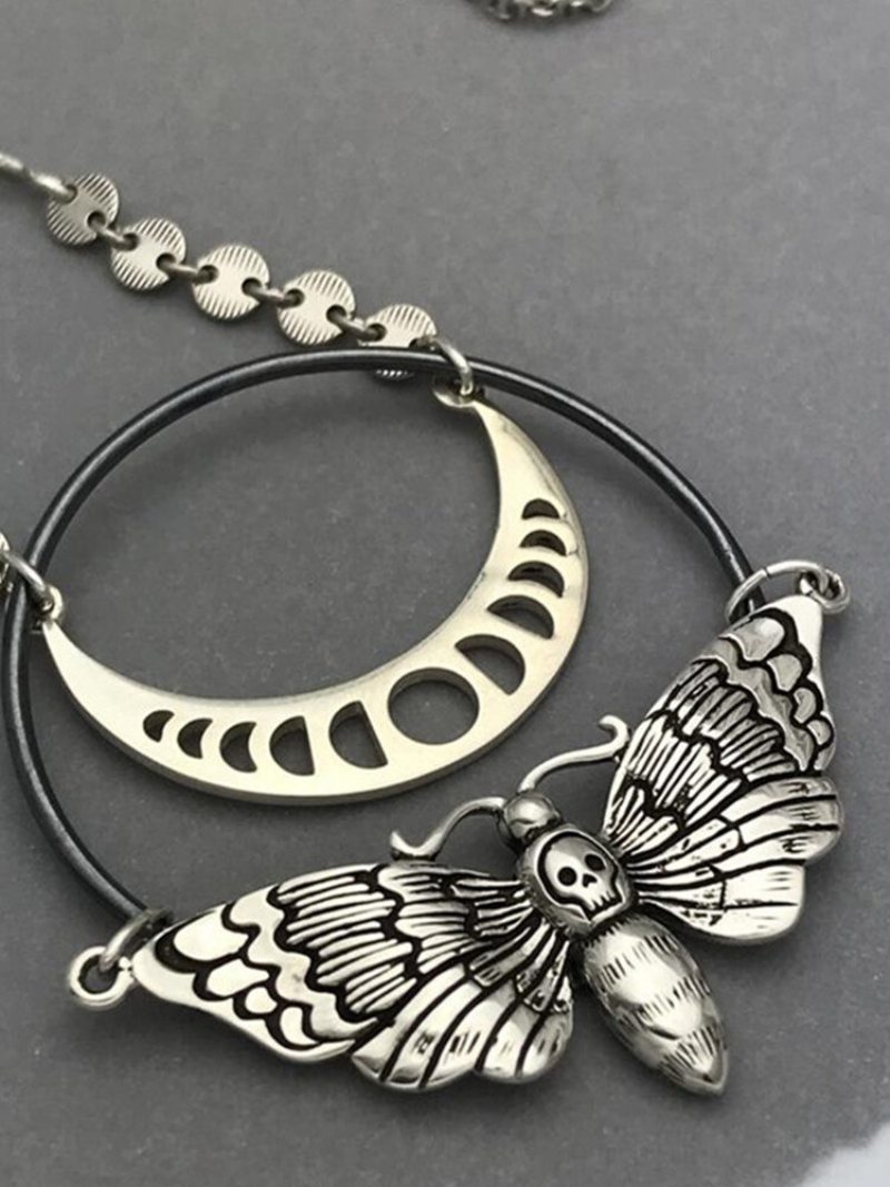 Vintage Dámsky Náhrdelník V Tvare Zvieratiek Lebka Moth Tajomný S Príveskom Šperky Darček