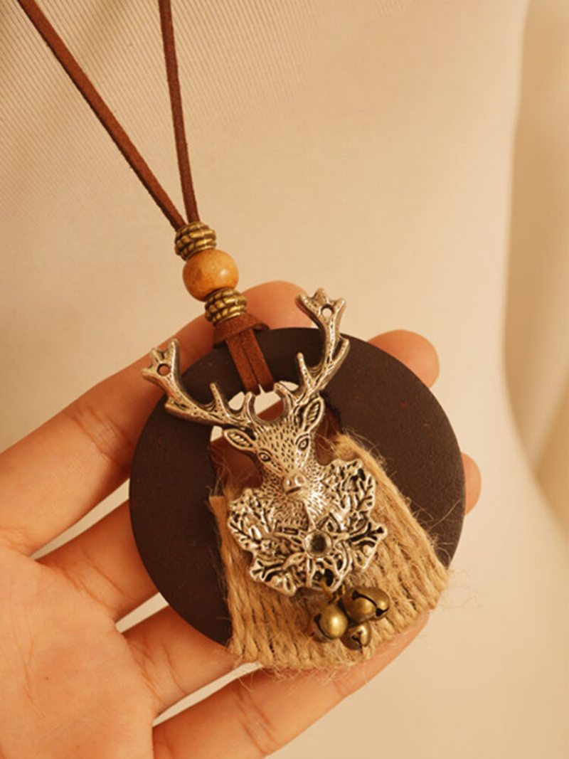 Vintage Dámsky Náhrdelník V Tvare Zvieratka Christmas Elk Bells Dlhý Na Sveter