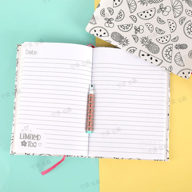 Detská Omaľovánka So Záložkou Horizontálny Poznámkový Blok Creative Fruit Diy Cover Notebook