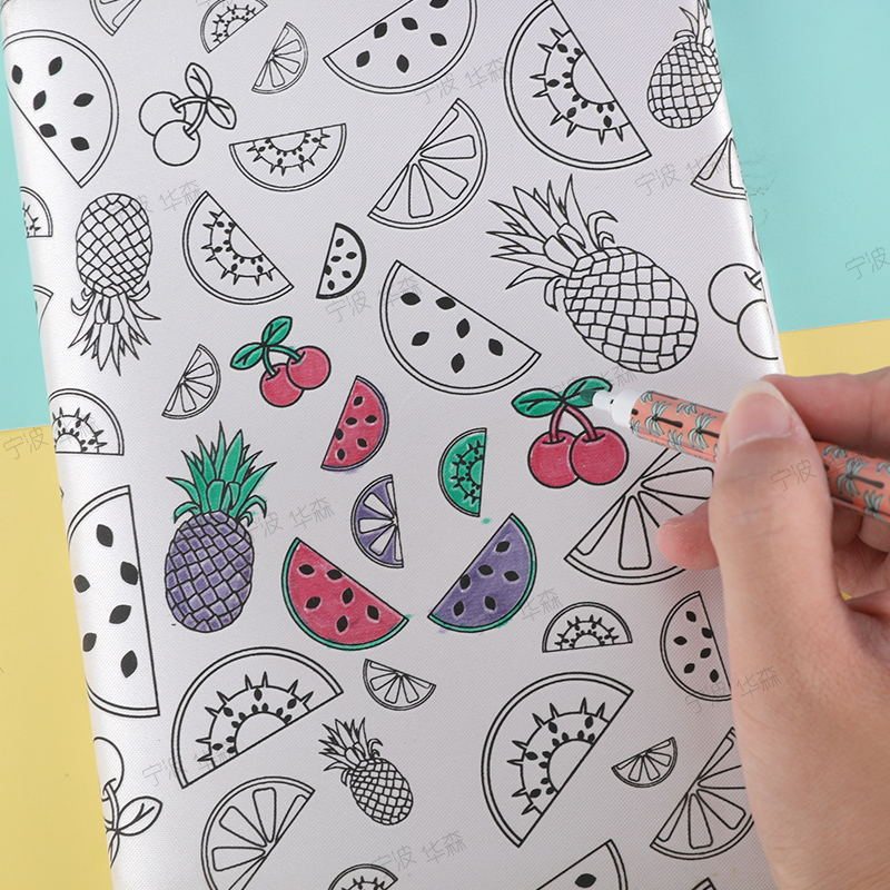 Detská Omaľovánka So Záložkou Horizontálny Poznámkový Blok Creative Fruit Diy Cover Notebook