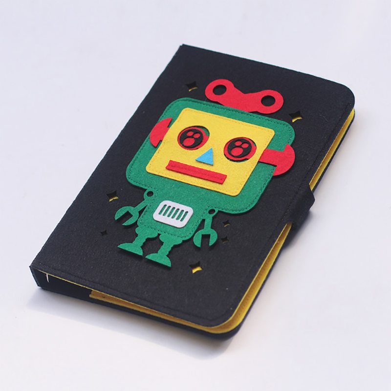 Kreatívny Notebook S Jasným Dizajnom Robota Horizontálna Mriežka Z Plsti Pre Deti Študentov