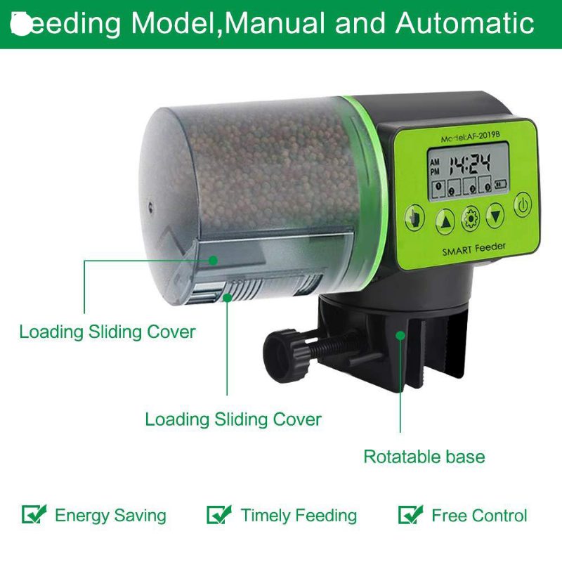 Inteligentné Načasovanie Automatické Kŕmidlo Pre Ryby Napájané Z Batérie So 4 Režimami Časovania A Lcd Displejom Pre Jednoduchšie Kŕmenie Domácich Zvierat