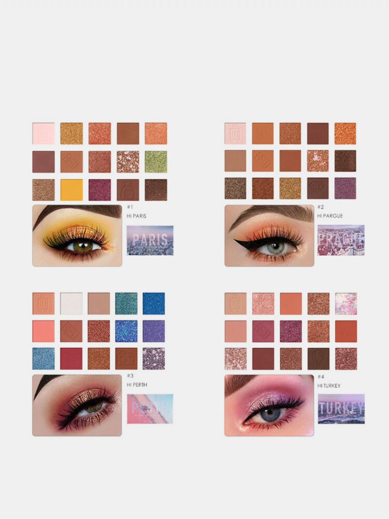 15 Farieb Flitre Glitter Earth Color Paleta Očných Tieňov Pearlescent Waterproof Eye Makeup