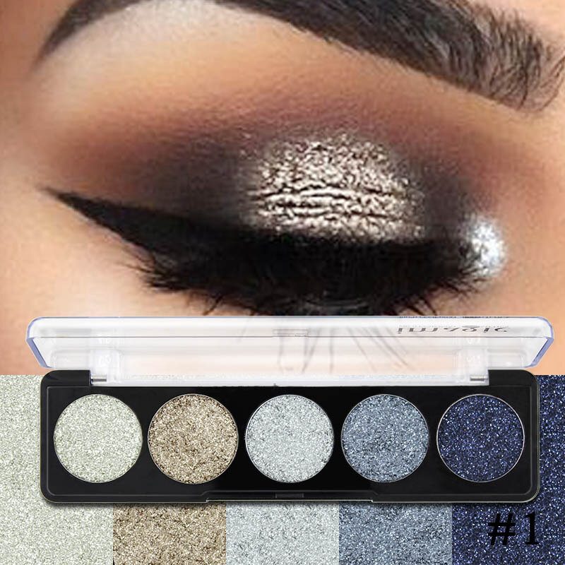 5 Farieb Glitter Powder Paleta Očných Tieňov S Flitrami Perleťový Make-up Pigment Smoky Eye Shadow