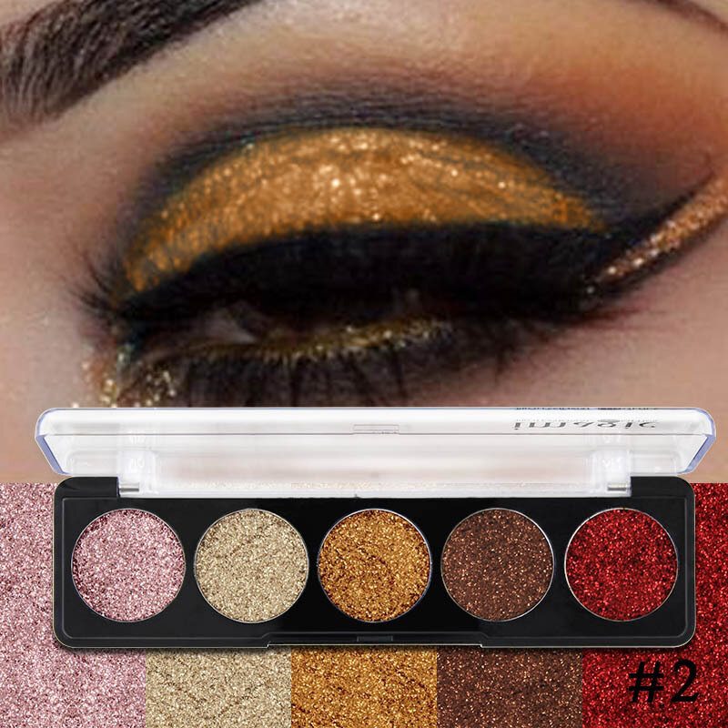 5 Farieb Glitter Powder Paleta Očných Tieňov S Flitrami Perleťový Make-up Pigment Smoky Eye Shadow