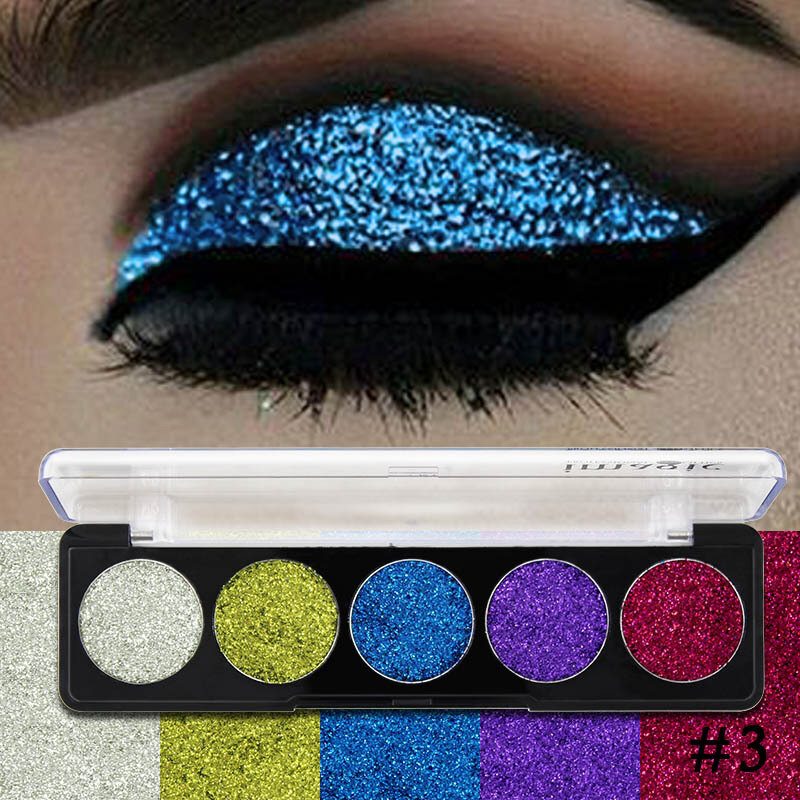 5 Farieb Glitter Powder Paleta Očných Tieňov S Flitrami Perleťový Make-up Pigment Smoky Eye Shadow