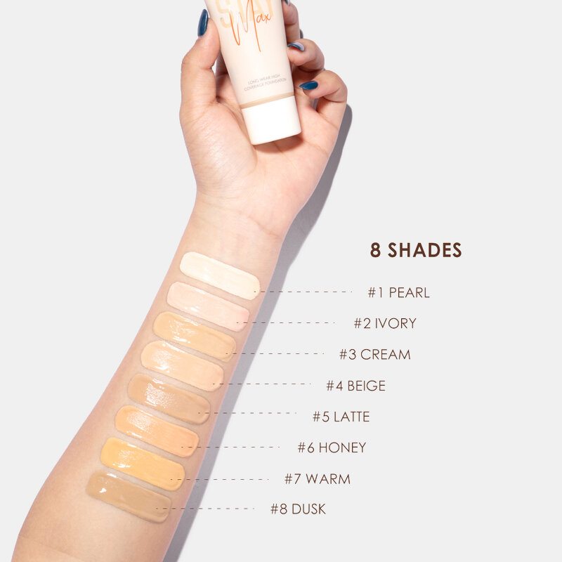 8 Farieb Matná Tekutá Podkladová Báza Long-lasting Oil-control Conceal Liquid Foundation