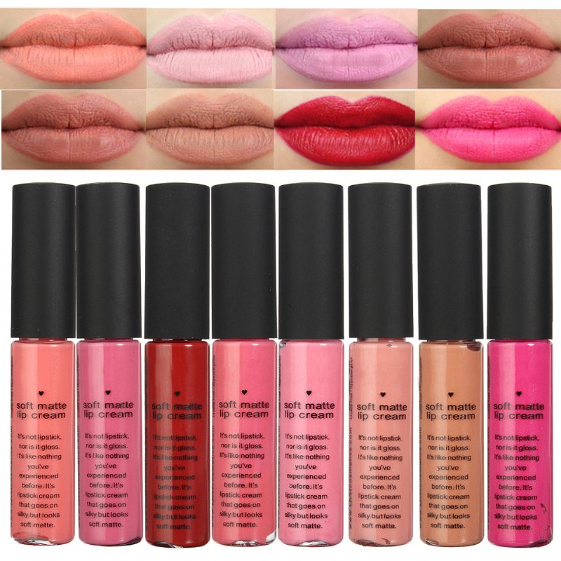 8 Farieb Soft Matte Lip Gloss Tekutá Tyčinka S Dlhotrvajúcim Make-upom Kozmetika