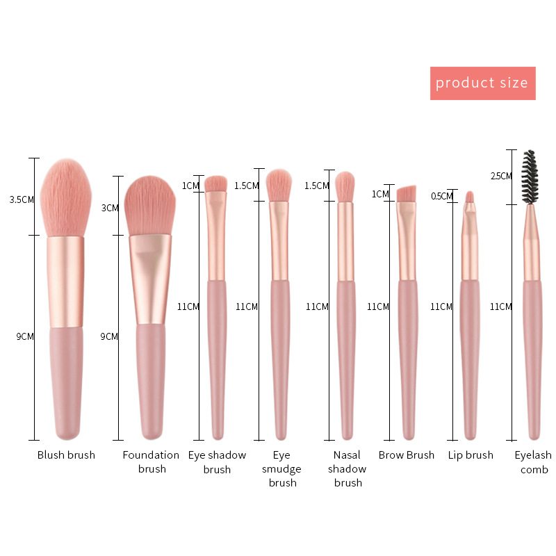 8ks/sada Prenosné Štetce Na Mejkap Sada Mini Foundation Loose Powder Eyeshadow Brush Kit Make Up Tool