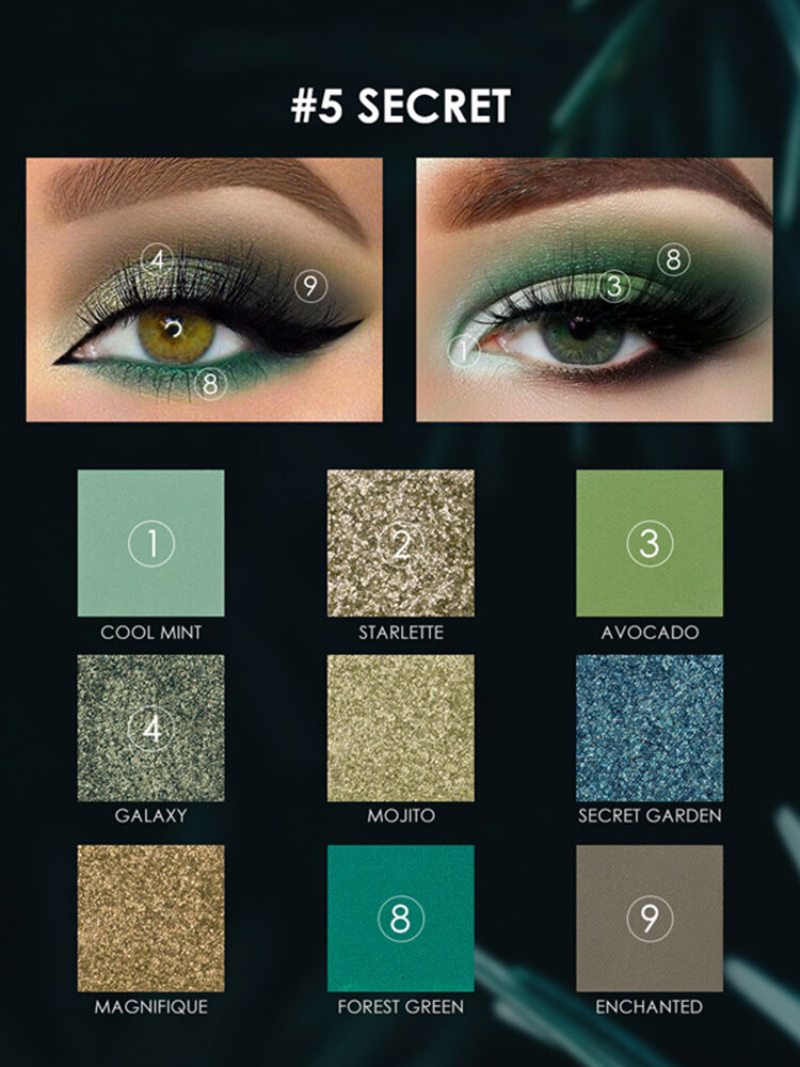 9 Farieb Avocado Eyeshadow Palette Matte Glitter Waterproof Eye Makeup