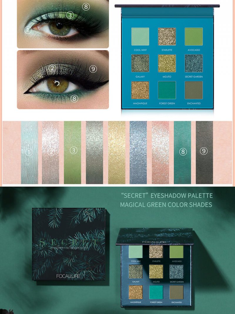 9 Farieb Avocado Eyeshadow Palette Matte Glitter Waterproof Eye Makeup