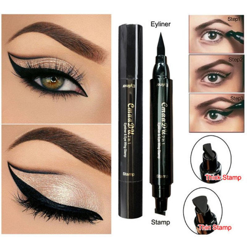 cmaadu Double Head Ceruzka Na Očné Linky Pečiatka Black Liquid Super Cat Style Point Make Up Tools