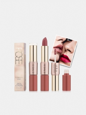 Dvojhlavý Natural Long-lasting Lipstick Nelepivý Cup Matte Lip Gloss 2v1 Makeup