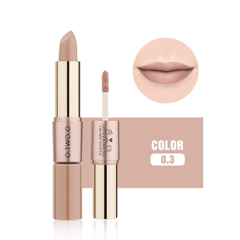 Dvojhlavý Natural Long-lasting Lipstick Nelepivý Cup Matte Lip Gloss 2v1 Makeup