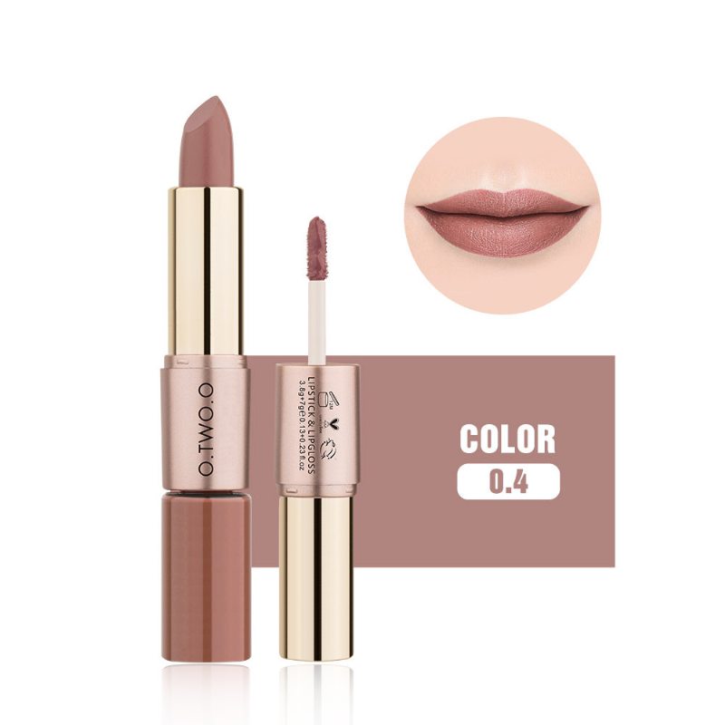 Dvojhlavý Natural Long-lasting Lipstick Nelepivý Cup Matte Lip Gloss 2v1 Makeup