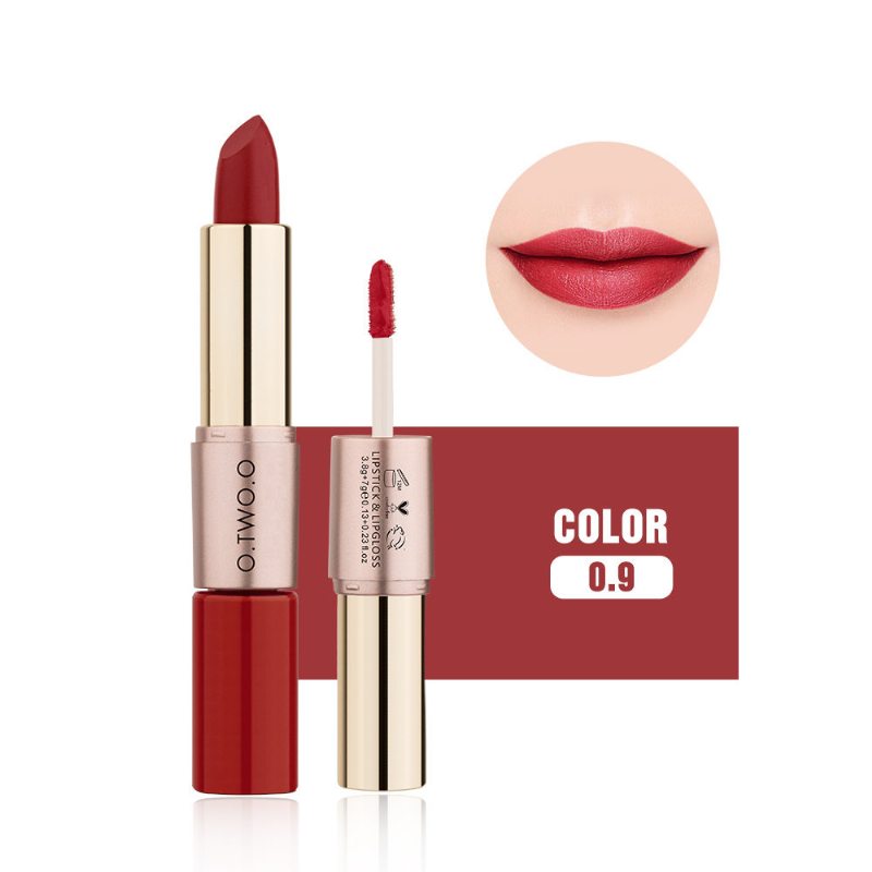 Dvojhlavý Natural Long-lasting Lipstick Nelepivý Cup Matte Lip Gloss 2v1 Makeup