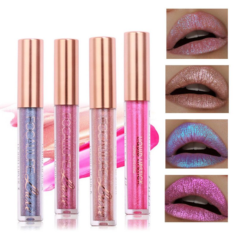 Focallure Glitter Color Matte Lip Gloss Diamond Sand Sexy Perleťový Tekutý Rúž 6 Farieb