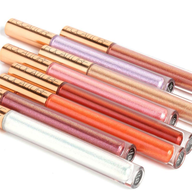 Glitter Lip Gloss Makeup Long Lasting Nude Shimmer Metallic Liquid Lipstick