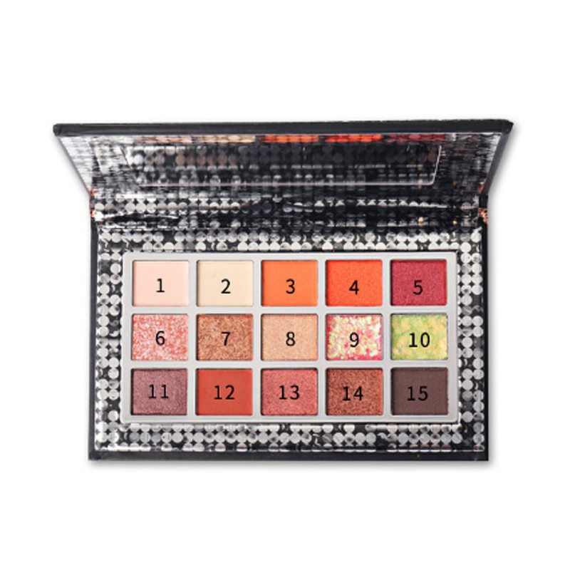 Kozmetický Make-up 15 Farebných Trblietavých Očných Tieňov Vodotesné Paletky Na Líčenie Easy Clean Palette