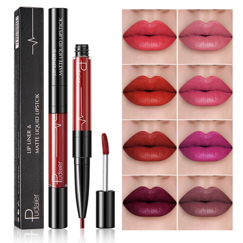 Matný Rúž Double Head Long-lasting Velvet Lip Liner Full Color Lip Gloss Lip Makeup Pen