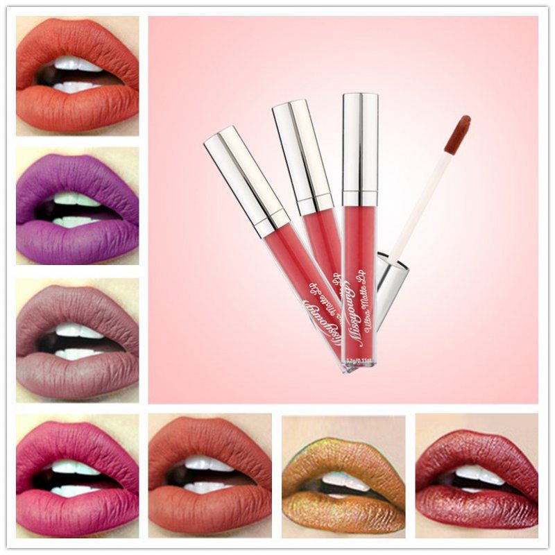 Missyoung Matný Tekutý Rúž Velvet Nude Pigment Lips Tint Beauty Sexy Kovový Lesk Na Pery