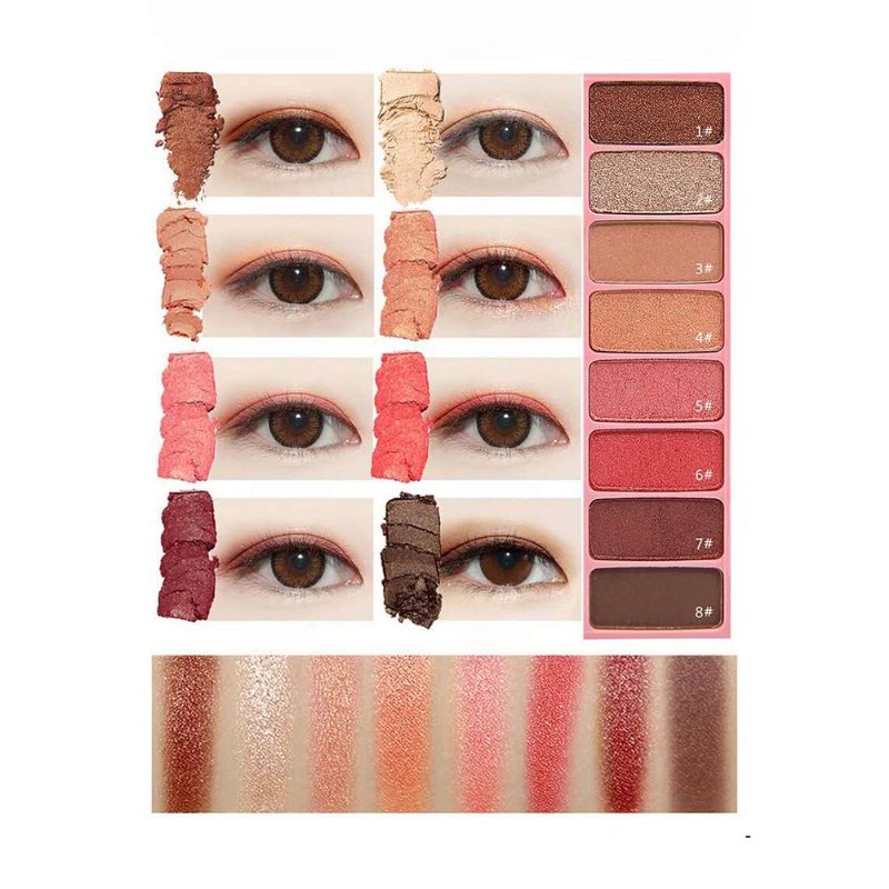 Paleta Očných Tieňov S 8 Farbami Vodeodolná Dlhotrvajúca Farebná Kozmetika