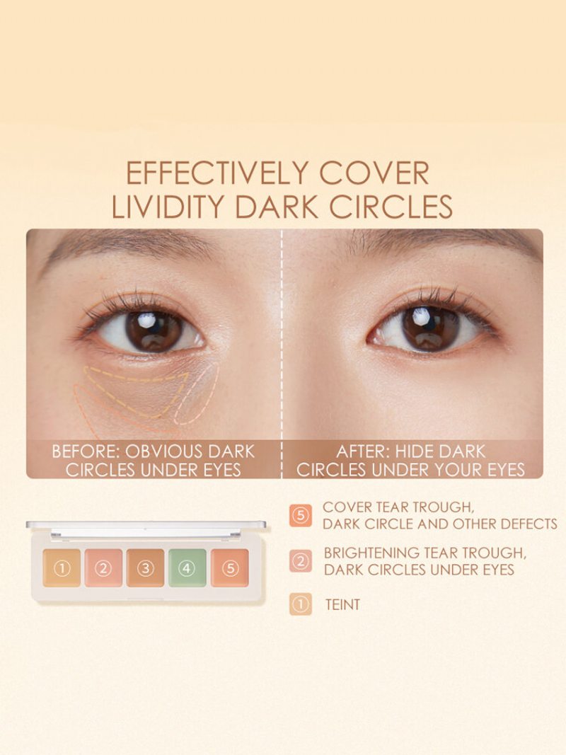 Paletka 5 Farieb Na Zakrytie Tmavých Kruhov Proti Akné Prírodný Hydratačný Make-up Na Tvár