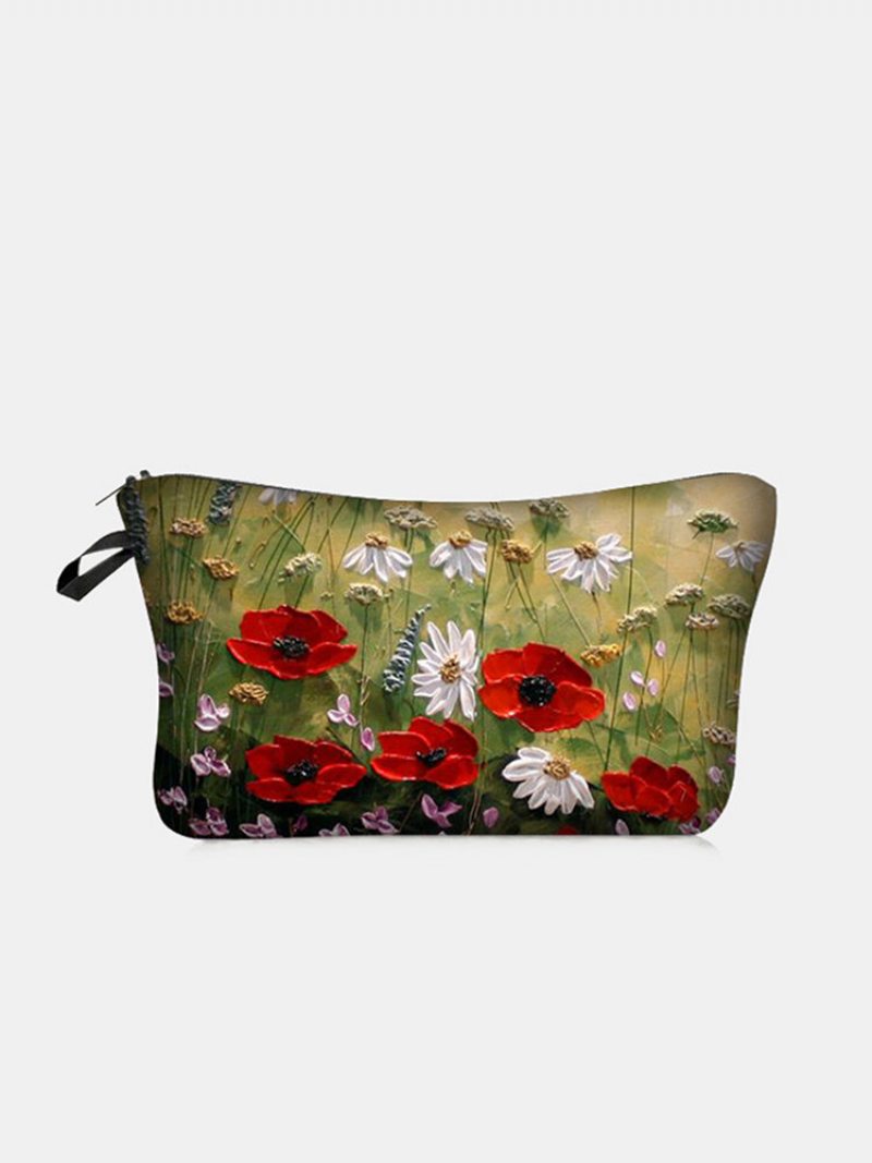 Prenosná Taška Na Líčenie Na Prírodnú Krajinu S Potlačou Slnečnica Women Travel Wash Storage Bag