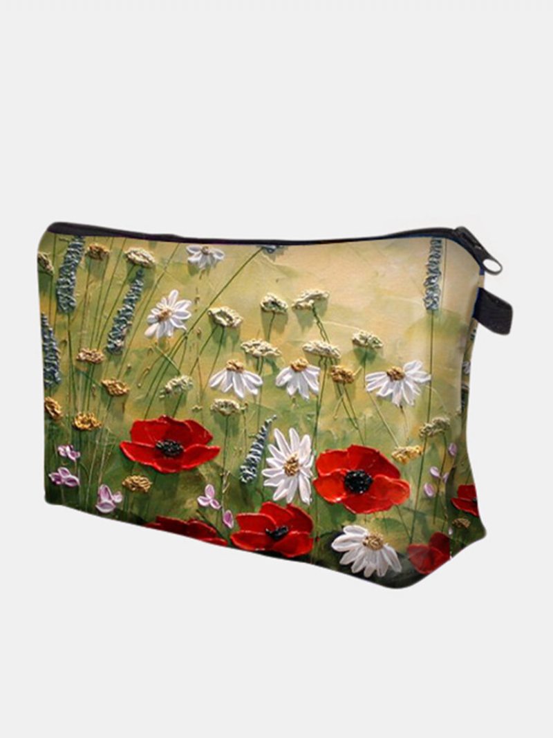 Prenosná Taška Na Líčenie Na Prírodnú Krajinu S Potlačou Slnečnica Women Travel Wash Storage Bag