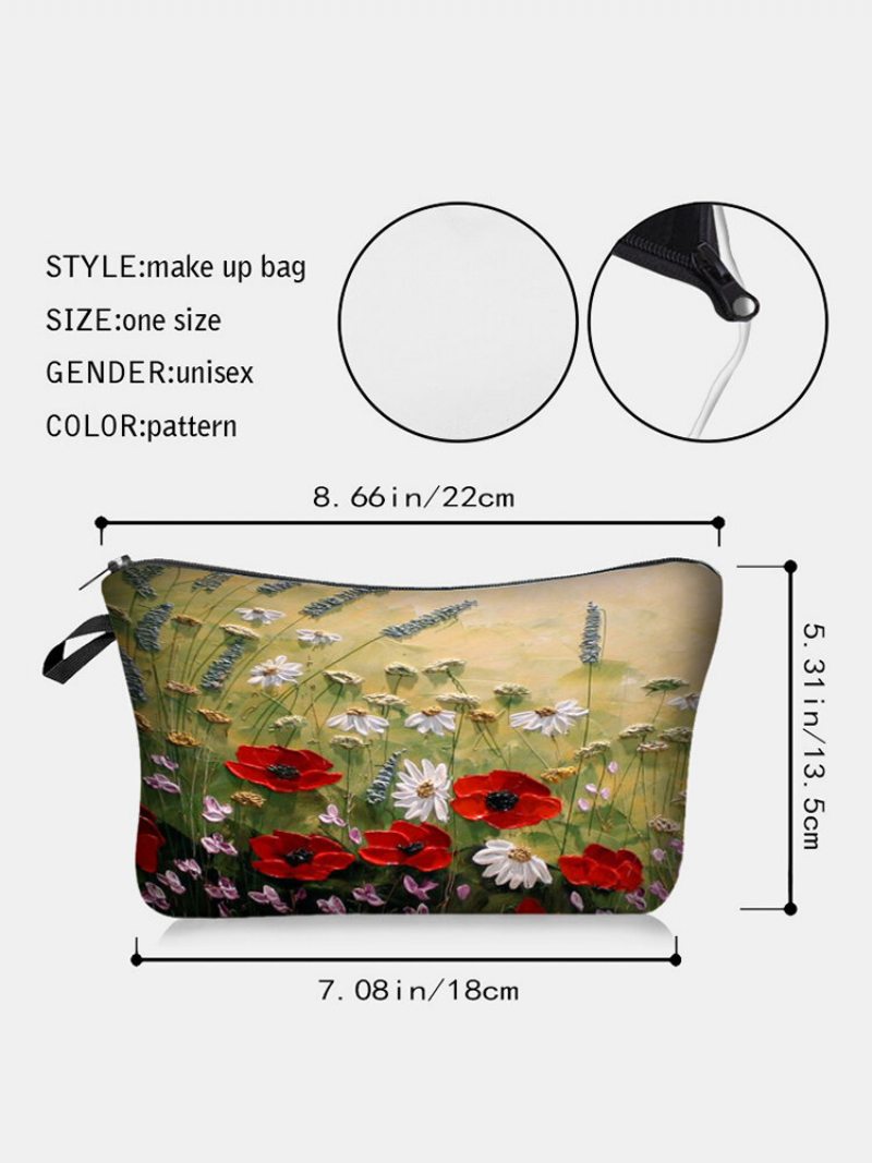 Prenosná Taška Na Líčenie Na Prírodnú Krajinu S Potlačou Slnečnica Women Travel Wash Storage Bag