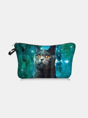 Prenosná Taška Na Líčenie S Potlačou Cat Starry Sky Travel Women Wash Storage Bag