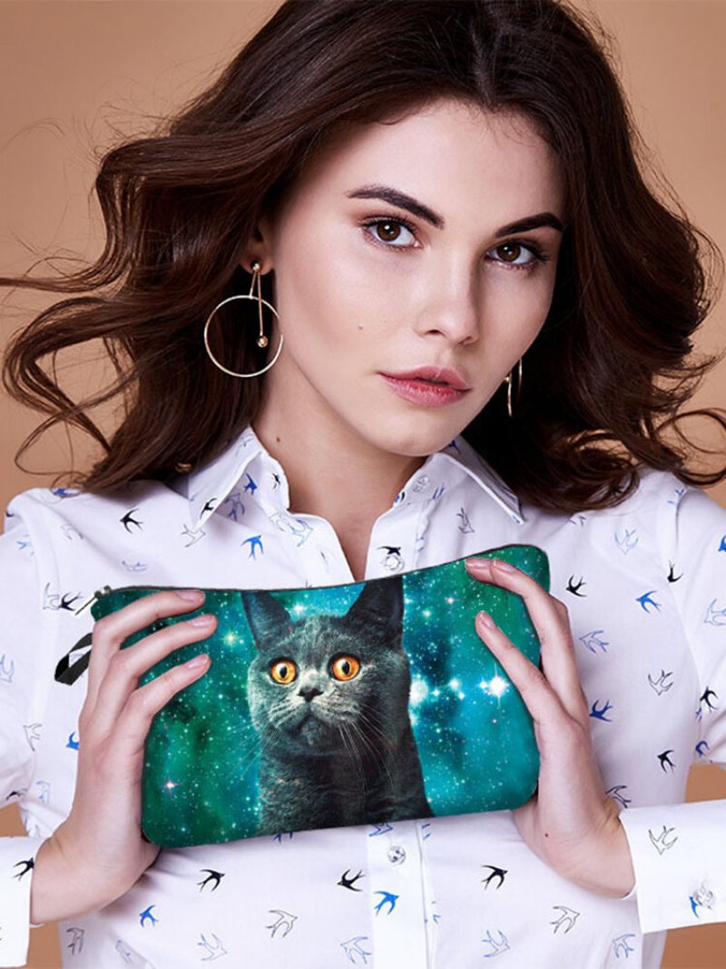 Prenosná Taška Na Líčenie S Potlačou Cat Starry Sky Travel Women Wash Storage Bag