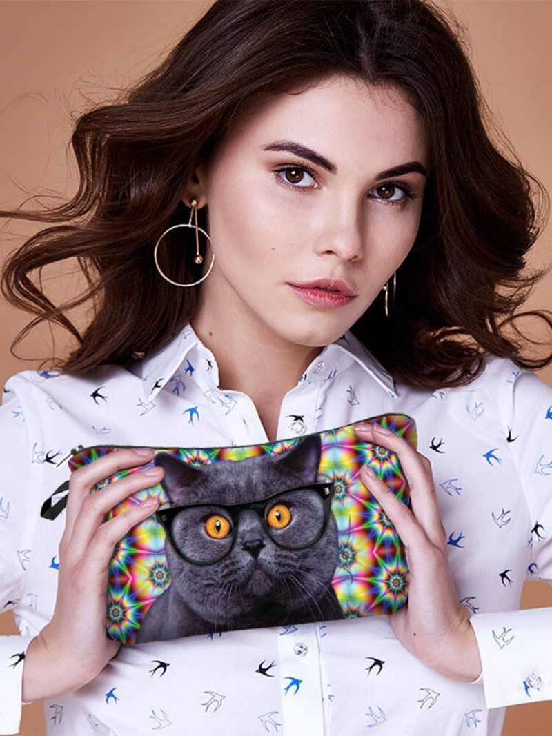 Prenosná Taška Na Líčenie S Potlačou Cat Starry Sky Travel Women Wash Storage Bag