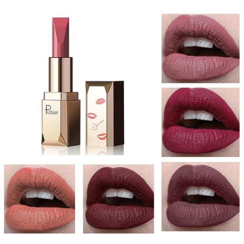 Pudaier Matte Velvet Lipstick Hydratačné Pery S Vitamínom E Red Lip Make Up Cosmetic
