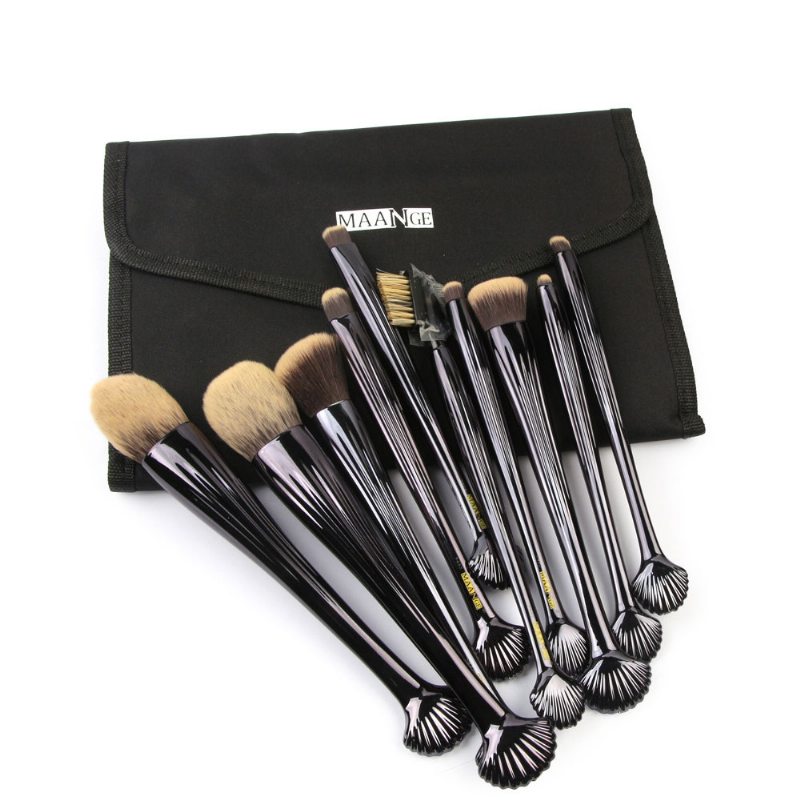 Shell Makeup Brush Set 10 Kusov Make Up Foundation Eyeliner Blush Kozmetické Štetce Na Korektor S Nylonovou Súpravou Na Záhyby