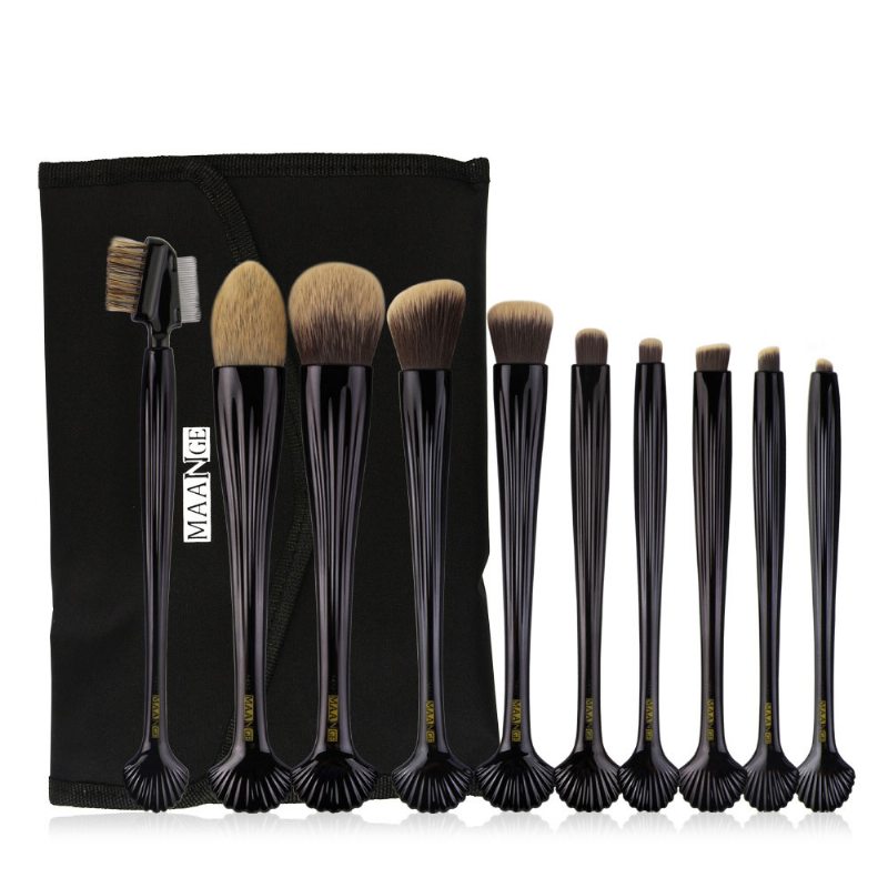 Shell Makeup Brush Set 10 Kusov Make Up Foundation Eyeliner Blush Kozmetické Štetce Na Korektor S Nylonovou Súpravou Na Záhyby