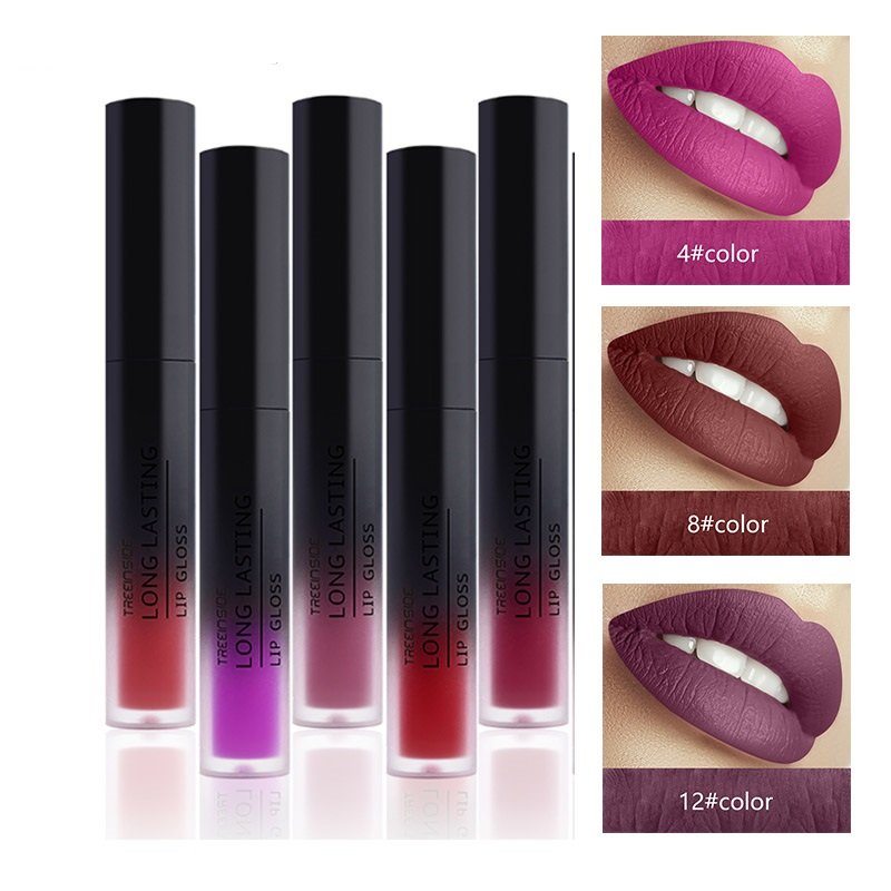 Treeinside Velvet Matte Liquid Lipstick Lesk Na Pery Farebný Make-up S Dlhotrvajúcim Pigmentom Sexy Červené