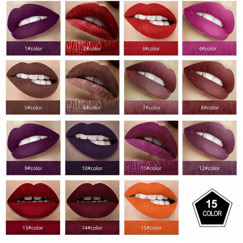 Treeinside Velvet Matte Liquid Lipstick Lesk Na Pery Farebný Make-up S Dlhotrvajúcim Pigmentom Sexy Červené