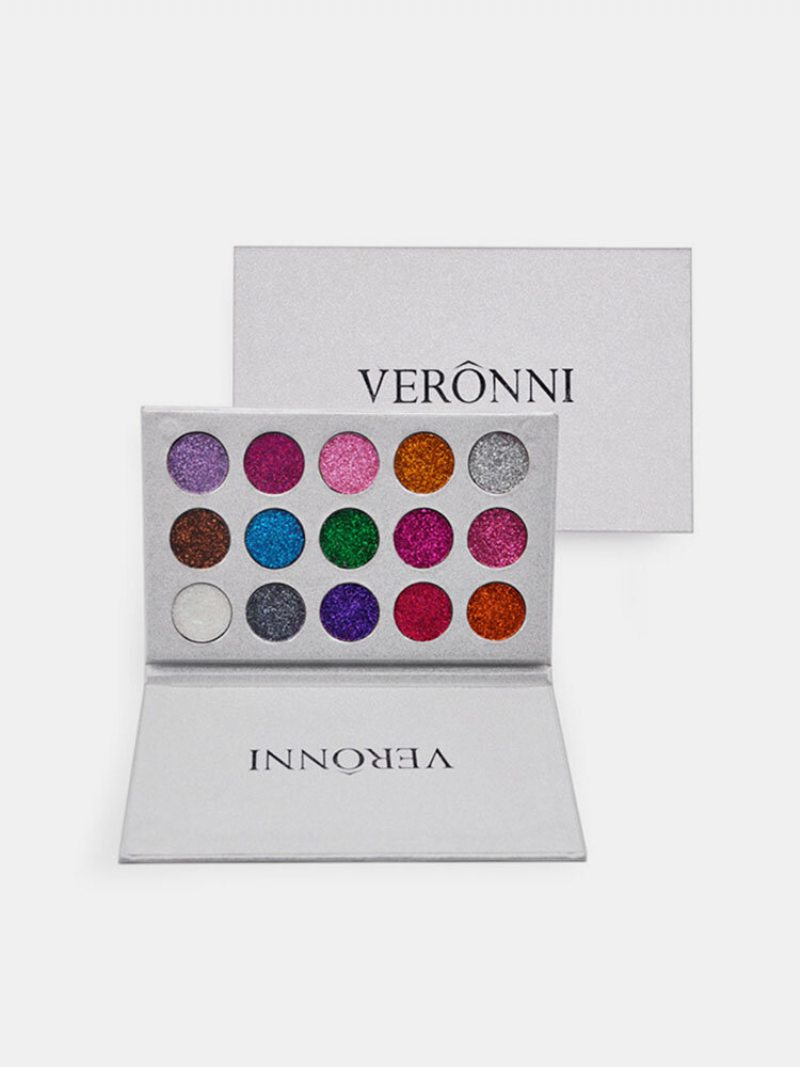 Veronni 15 Farieb Trblietavá Paleta Očných Tieňov Diamond Rainbow Make Up Cosmetic Lisované Trblietky Eye Sh