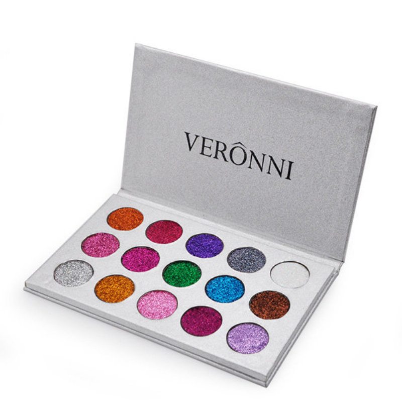 Veronni 15 Farieb Trblietavá Paleta Očných Tieňov Diamond Rainbow Make Up Cosmetic Lisované Trblietky Eye Sh