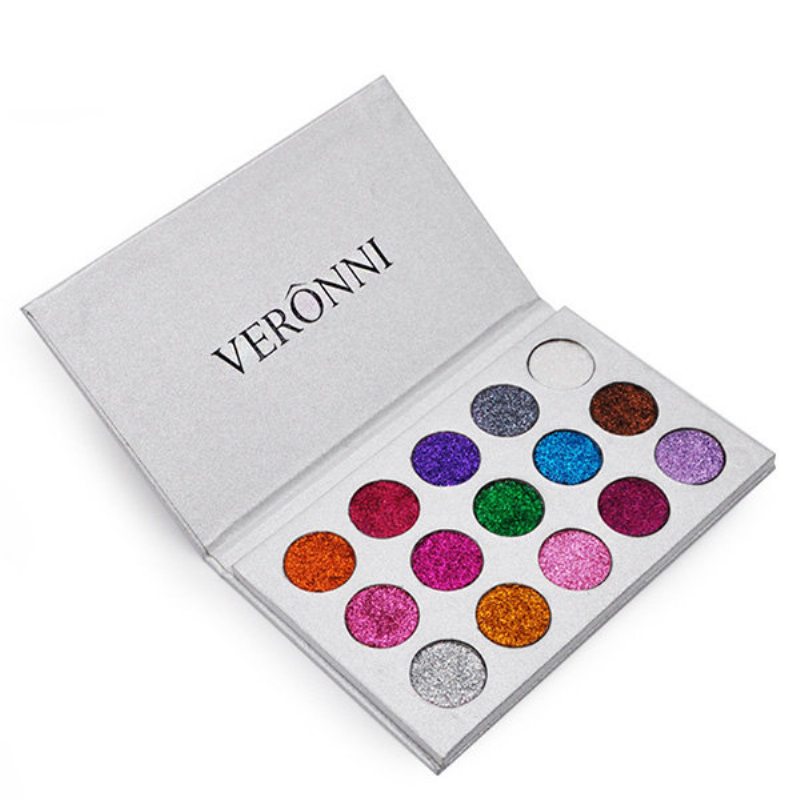 Veronni 15 Farieb Trblietavá Paleta Očných Tieňov Diamond Rainbow Make Up Cosmetic Lisované Trblietky Eye Sh