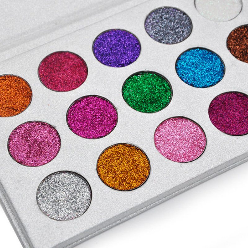 Veronni 15 Farieb Trblietavá Paleta Očných Tieňov Diamond Rainbow Make Up Cosmetic Lisované Trblietky Eye Sh