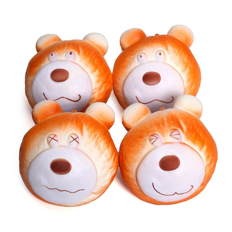 10 cm Simulovaná Roztomilá Zábavná Tvár Medveďa Hnedého Squishy Toy Reťaz Telefónu Na Zmiernenie Stresu