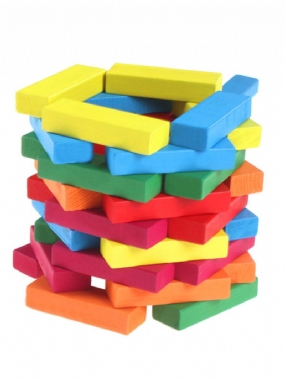 51 Ks Viacfarebné Drevené Tumbling Stohovanie Veža Stavebné Kocky Detská Rodinná Spoločenská Hra Domino