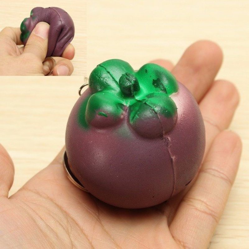 5.5 cm Squishy Mangosteen Tropické Ovocie 5.5 * 5 cm Prívesok Na Kľúče Taška Na Telefón Popruh Darček