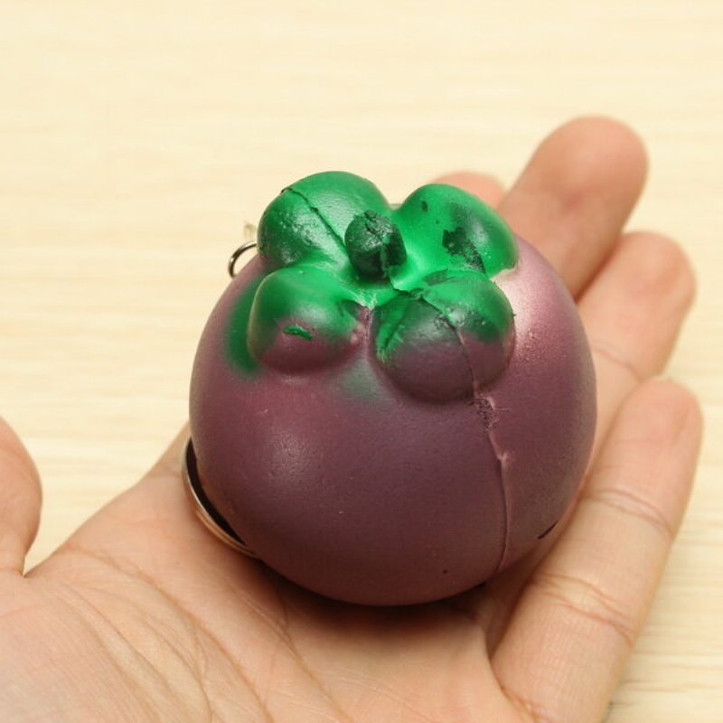 5.5 cm Squishy Mangosteen Tropické Ovocie 5.5 * 5 cm Prívesok Na Kľúče Taška Na Telefón Popruh Darček