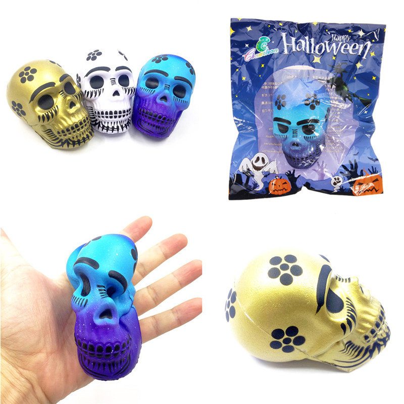 Chameleon Squishy Lebka Kostra Hlava 10 cm Halloweenska Dekorácia Pomaly Stúpajúca S Balením Darčeková Hračka