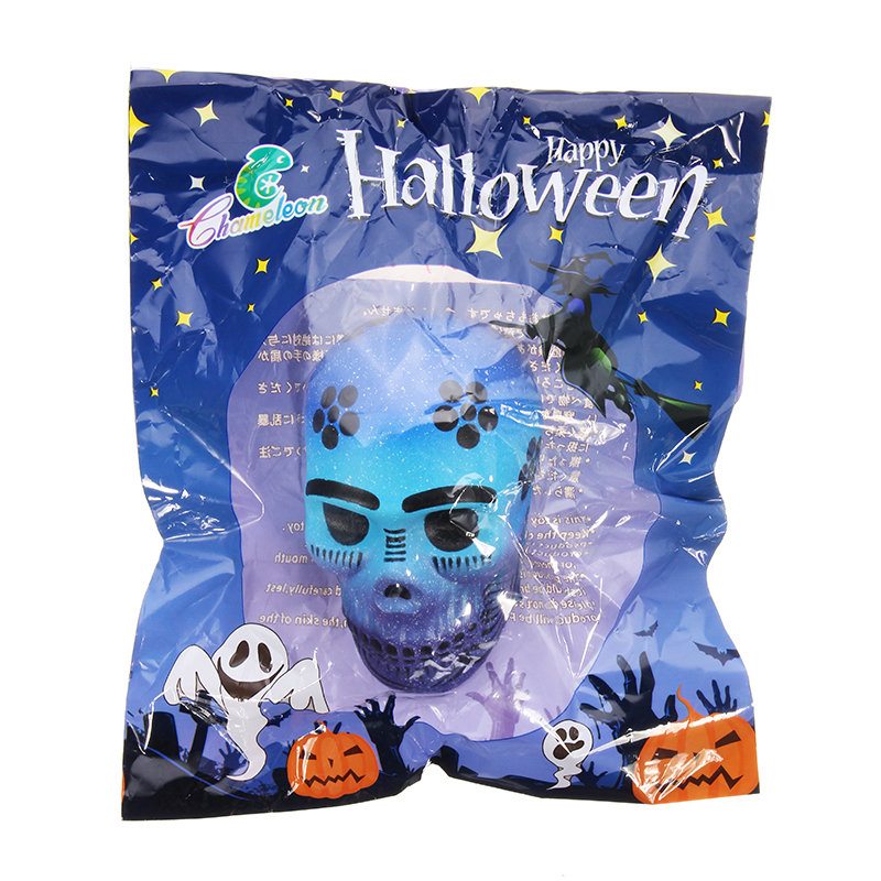 Chameleon Squishy Lebka Kostra Hlava 10 cm Halloweenska Dekorácia Pomaly Stúpajúca S Balením Darčeková Hračka