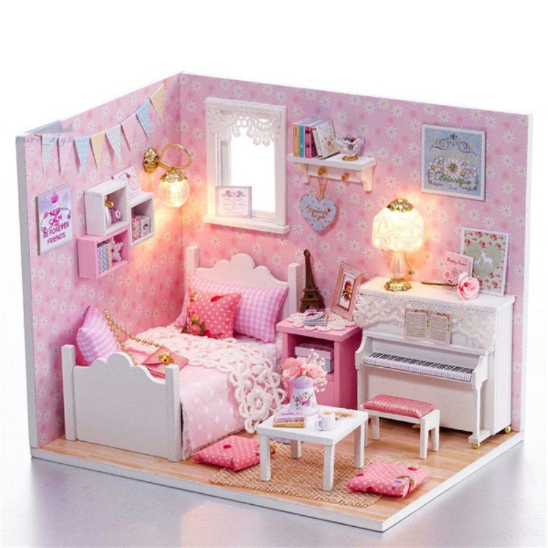 Domček Pre Bábiky Vyrobený Vlastnými Rukami Miniatúrny Pre My Little Angels Piano Room