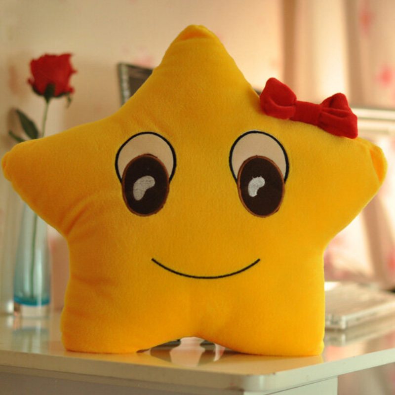 Funny Cute Lovers Vankúš Expression Mäkká Plyšová Pohovka Do Auta Kancelársky Vankúšik Yellow Star Throw